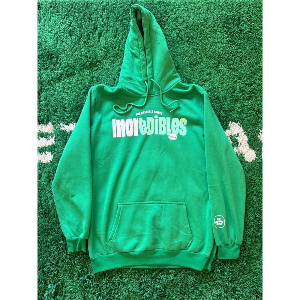 Incredibles The Credible Edible Hoodie Mens XL Green Excellent Graphic‎ Pullover